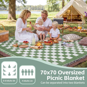 RYCHIC 2in1 extralarge picnic mat dual-layer closeup highlighting waterproof base.