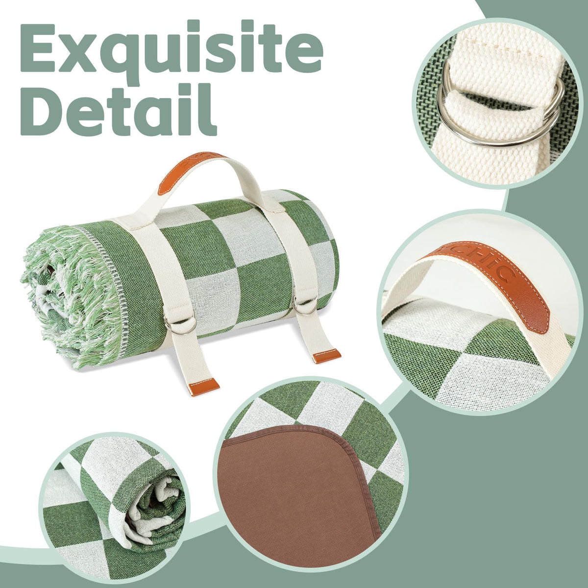 RYCHIC 2in1 extralarge picnic mat waterproof base keeps you dry on damp grass.