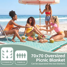 RYCHIC boho blanket folded compactly demonstrates travel-friendly packing