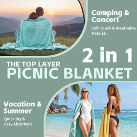 RYCHIC dual-layer blanket shows waterproof bottom on damp grass