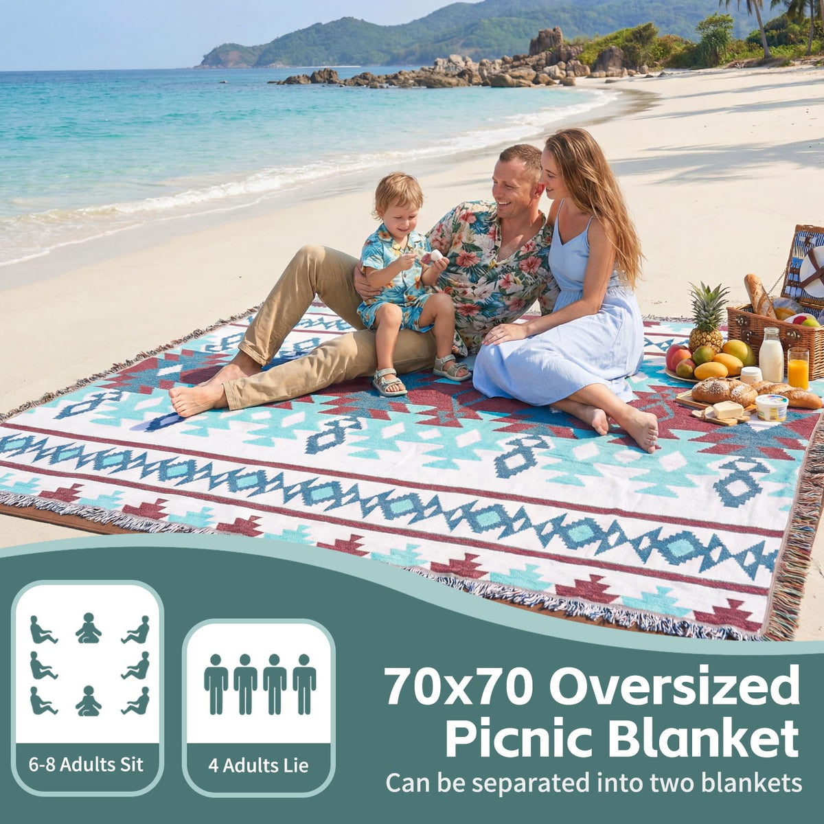 RYCHIC foldable portable blanket for easy transport and storage.
