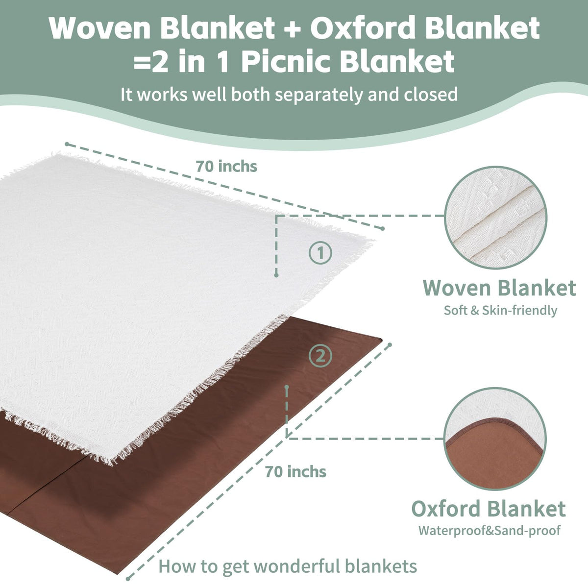 RYCHIC gift-ready picnic blanket ideal for outdoor adventures