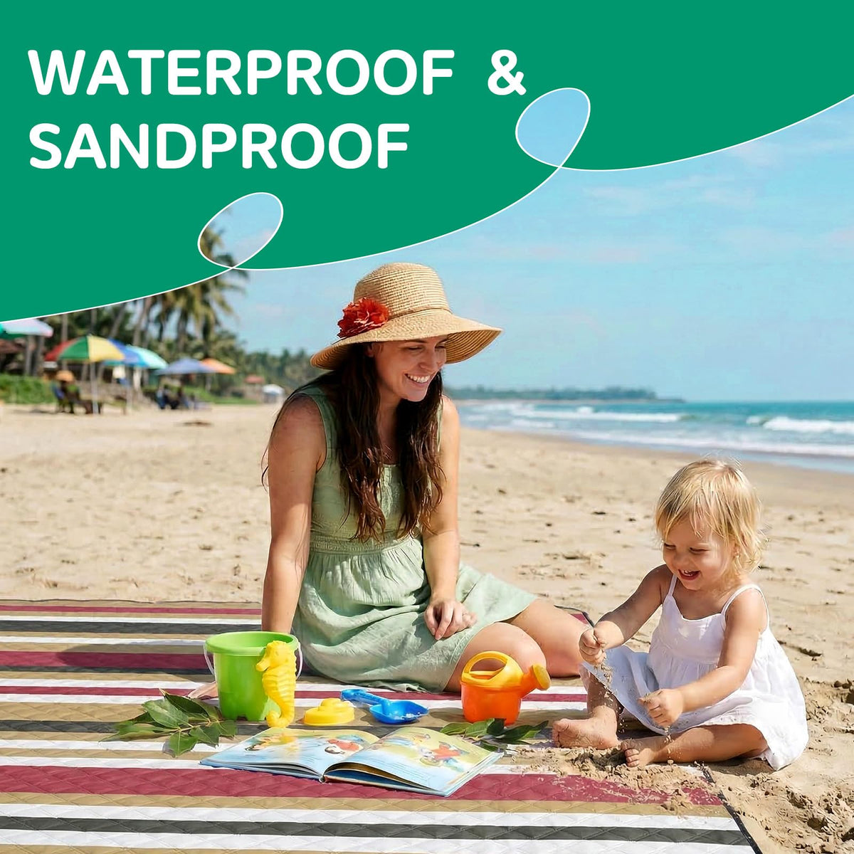 RYCHIC waterproof beach blanket versatile multi use outdoor mat