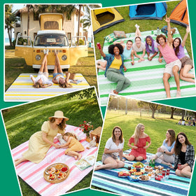 RYCHIC waterproof beach blanket on sandproof surface at the beach