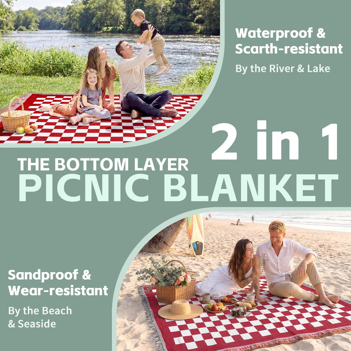 RYCHIC woven top blanket offers comfortable picnic mat surface