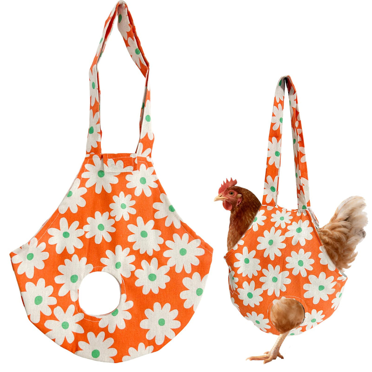 Ryetvok chicken carrier sling bag orange front view for easy transport.