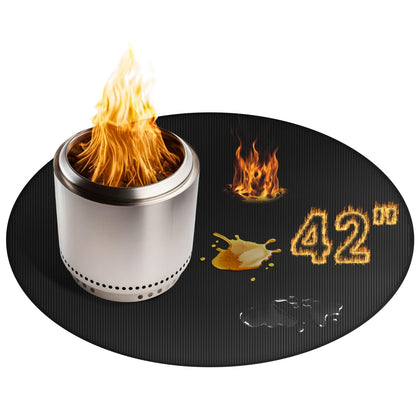 RYMTOX 42 inch fire pit mat overview protects deck from embers and spills