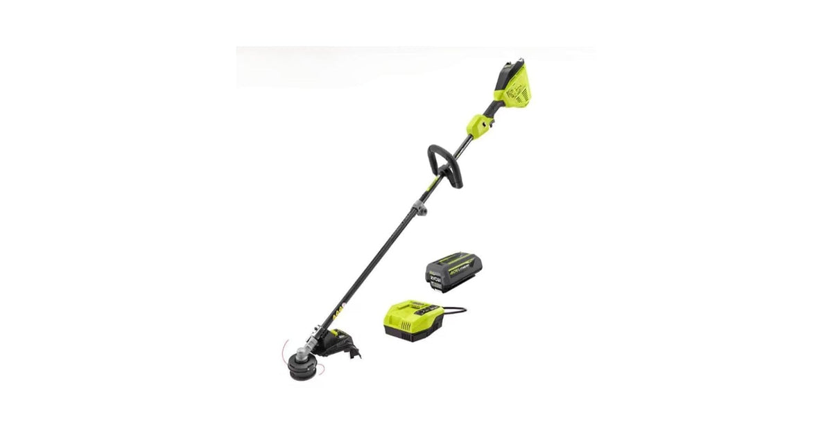 RYOBI 16-inch carbon fiber shaft trimmer with 40V for lightweight, comfortable yard work.