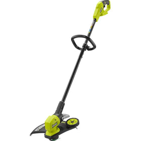 RYOBI ONEAND 18V trimmer body view highlighting compact cordless design for easy yardwork.