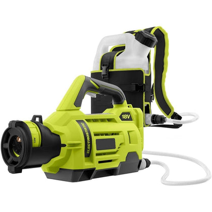 RYOBI ONE+ 18V electrostatic sprayer shows cordless operation for flexible cleaning tasks.