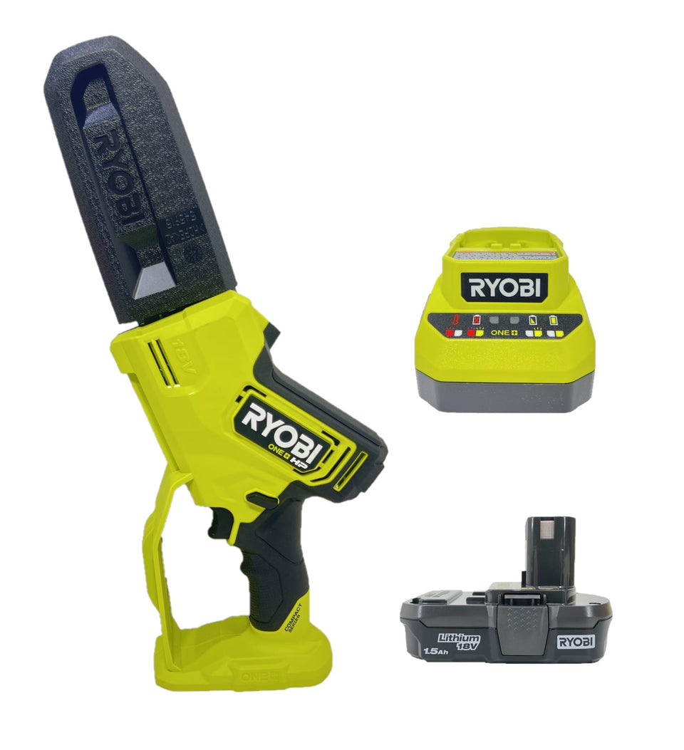 RYOBI ONE+ HP 6-inch pruning chainsaw front view for precise pruning and maneuverability