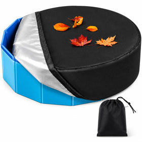 Rypet 32-inch dog pool cover snugly fits round pool and blocks debris