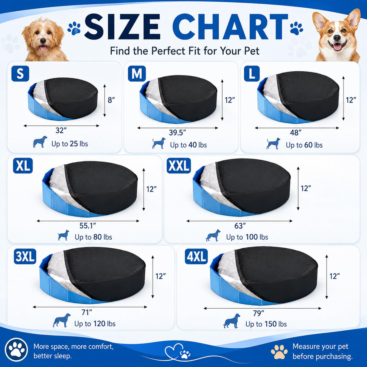 Rypet foldable pool cover in waterproof Oxford protects during use and travel.