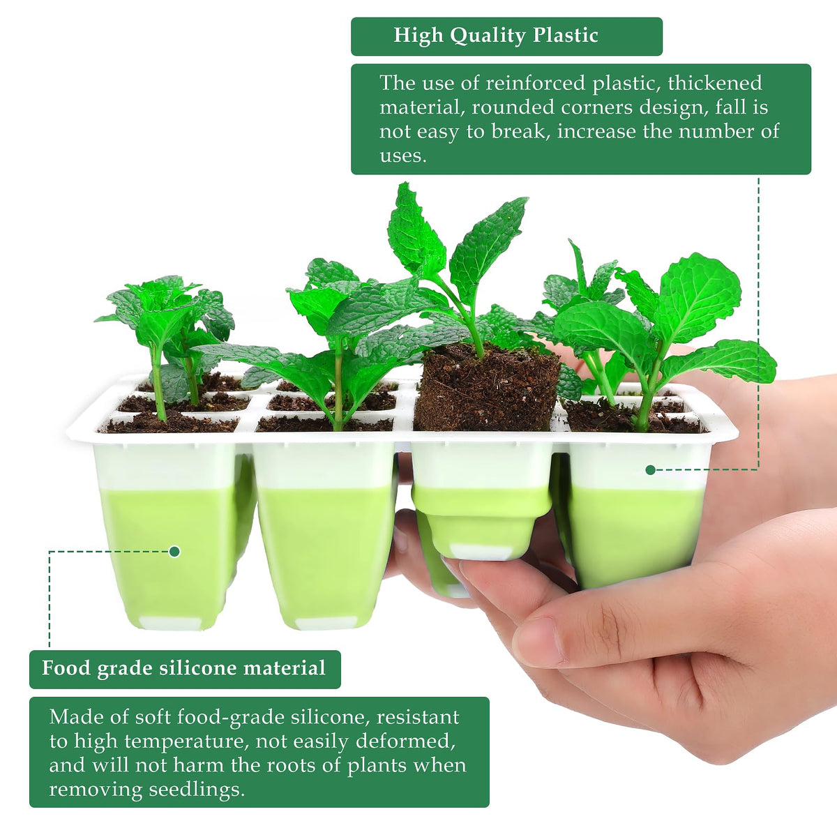 Ryscam root-safe design enables easy release of seedling root balls.