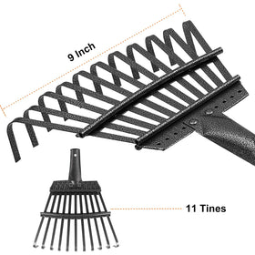 Rysnirs small-space garden rake ideal for narrow lawns, flower beds, and patios.