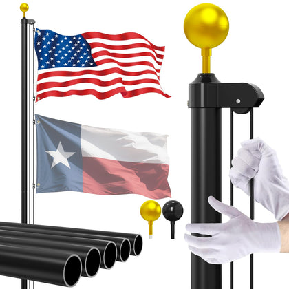 Ryzenthr 20ft flag pole kit for outdoor yard display showcasing sturdy construction and height versatility