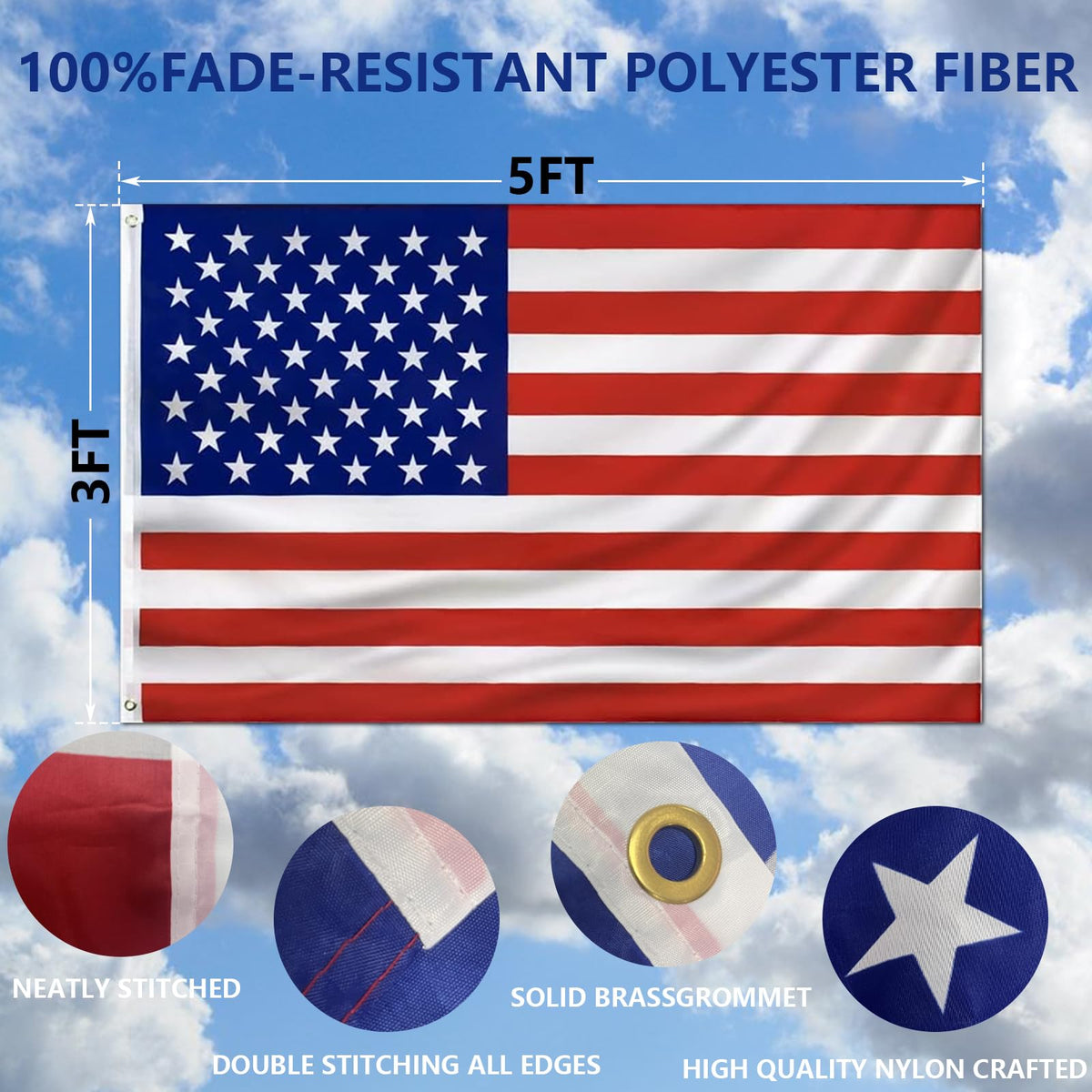 Ryzenthr 3x5 American flag included with the kit for instant display