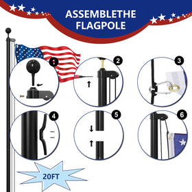 Ryzenthr durable clips and braided rope for secure flag attachment