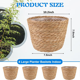 RZJSLSHANHAI woven seagrass baskets top view ideal for arranging flowers.