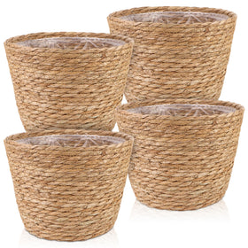 RZJSLSHANHAI seagrass planter baskets 4-pack for chic indoor plant displays.