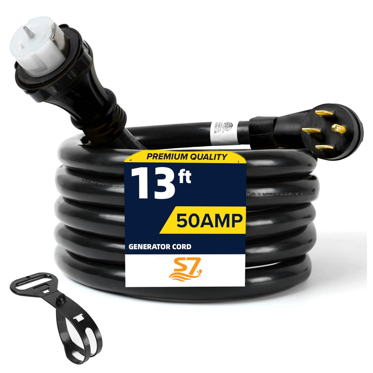 S7 50A extension cord with NEMA 14-50P to SS2-50R twist-lock for secure outdoor connections