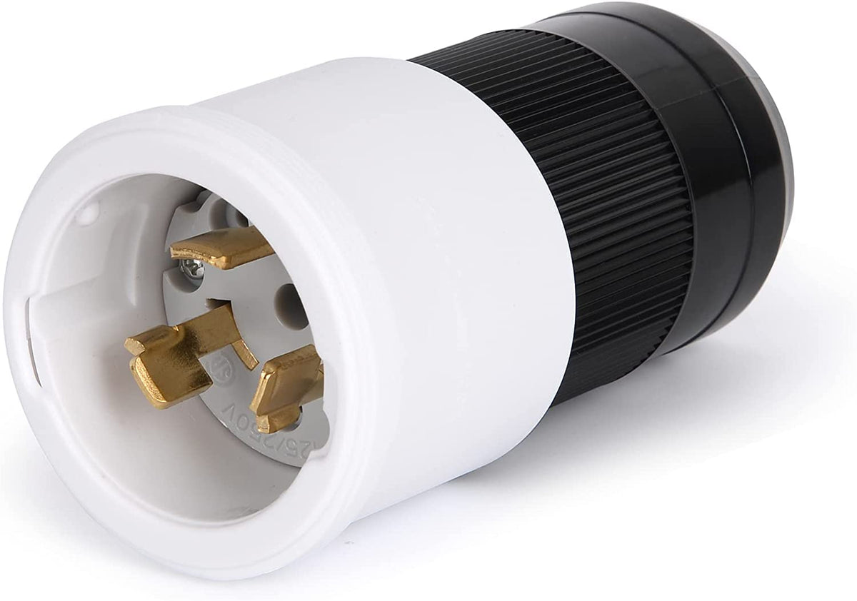 S7 50A twist-lock plug front view for a durable generator connection.