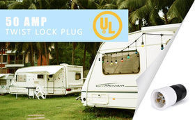 S7 50A twist-lock plug in use demonstrates safe power transfer.