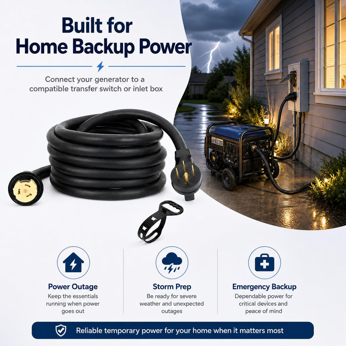 S7 heavy-duty outdoor generator cord with STW 6/3 + 8/1 wiring for rugged use