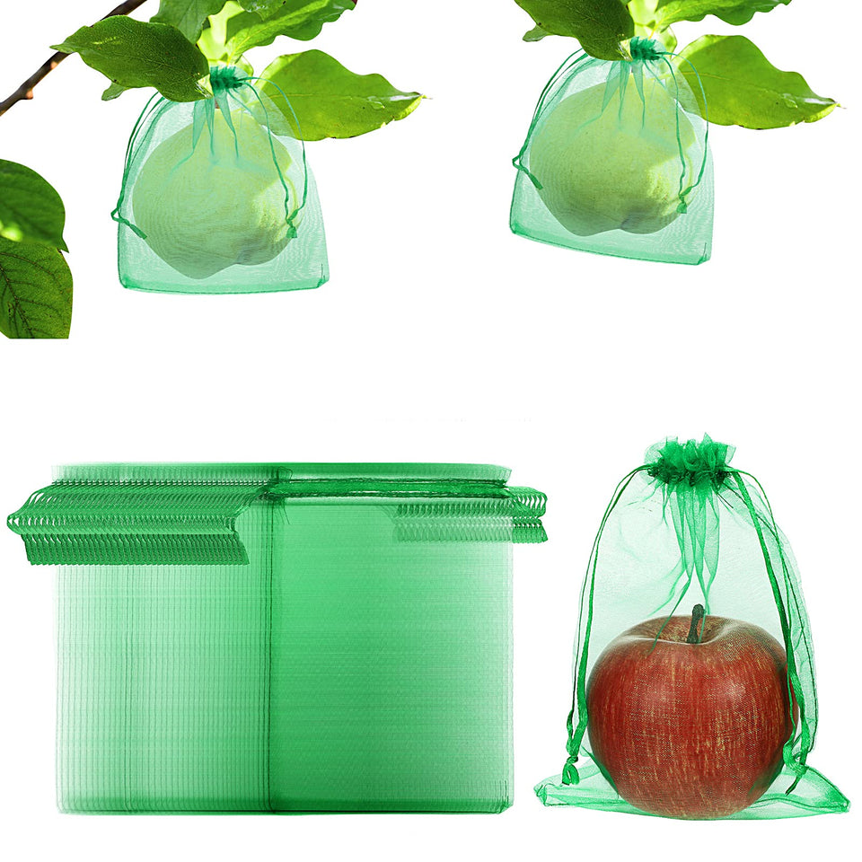 Sabary fruit protection bags 13x18 cm shielding crops from pests while keeping fruit visibility.