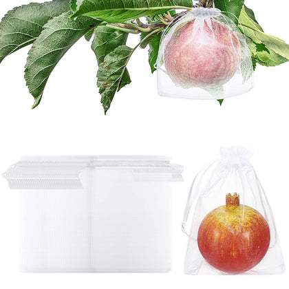 Sabary fruit protection bag with drawstring closure protecting fruit on the plant