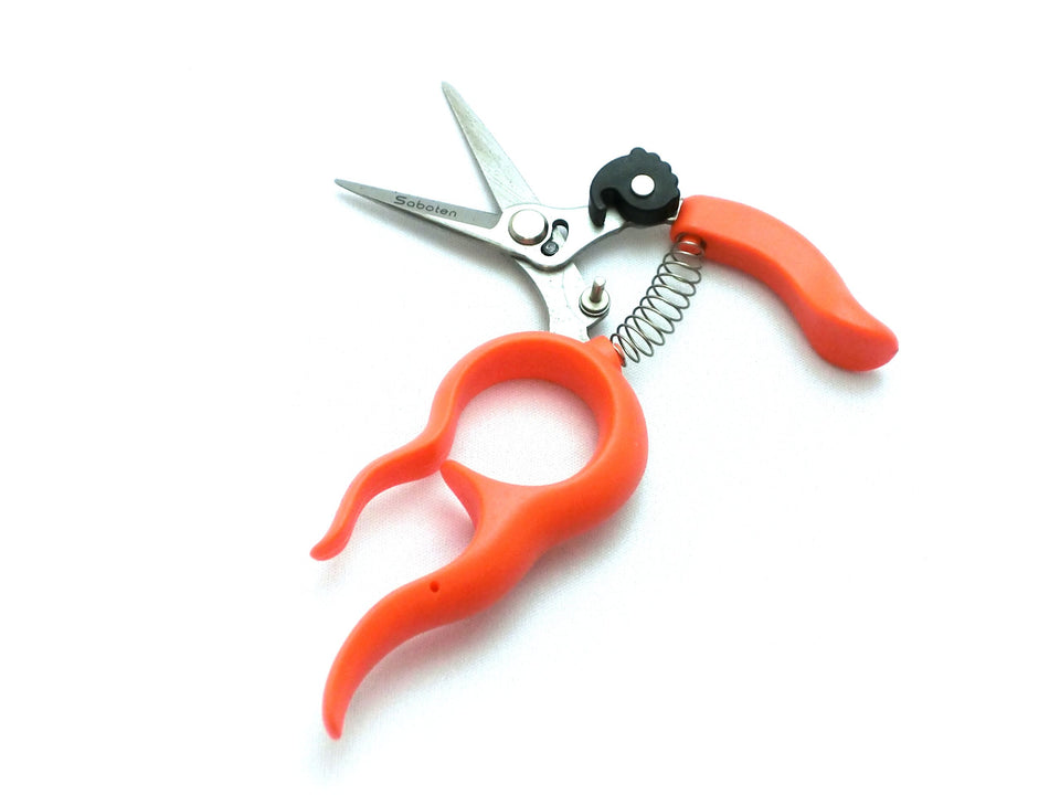 Saboten 1318S hold-free harvest scissors with ring grip for one-handed harvesting