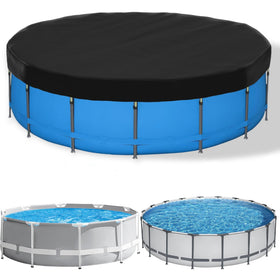 Safana 12ft pool cover, top view, helps reduce debris and maintain a cleaner pool.