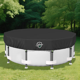 Safana 14ft round pool cover with 420D material for tear-resistant debris protection.