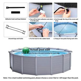 Safana windproof kit enhances stability for the 14ft round pool cover.