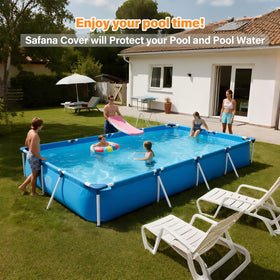 Safana packaged-ready pool cover image conveys easy storage and quick unpack