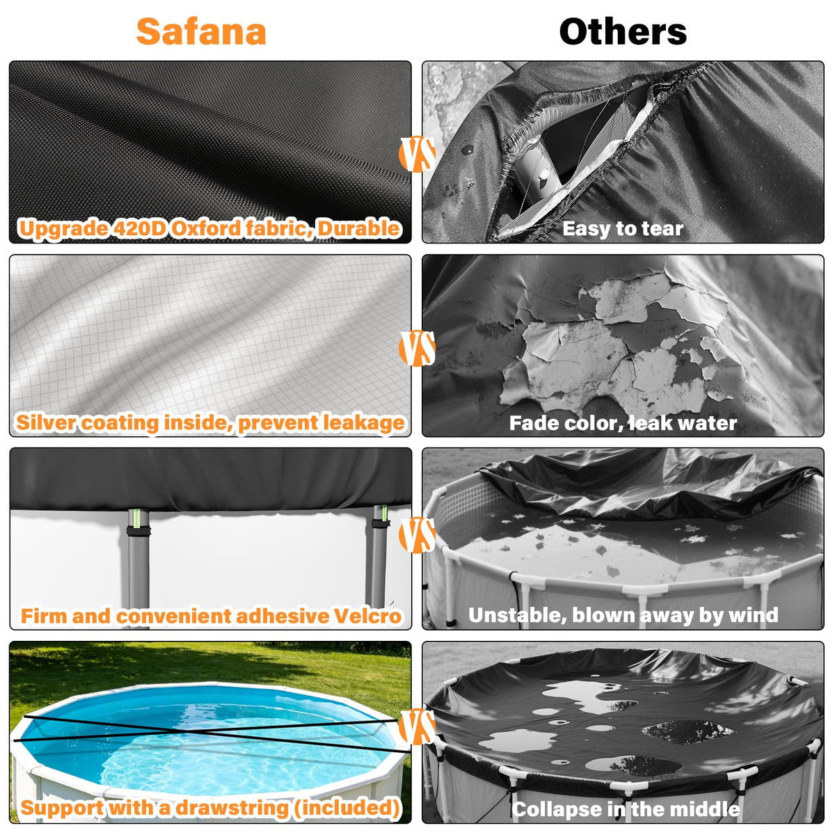 Safana quick-install design enables easy setup and removal