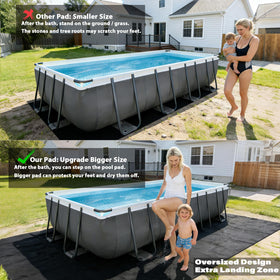 Safana upgrade pad underlayment coverage illustrates protective layer shielding liner and pool floor