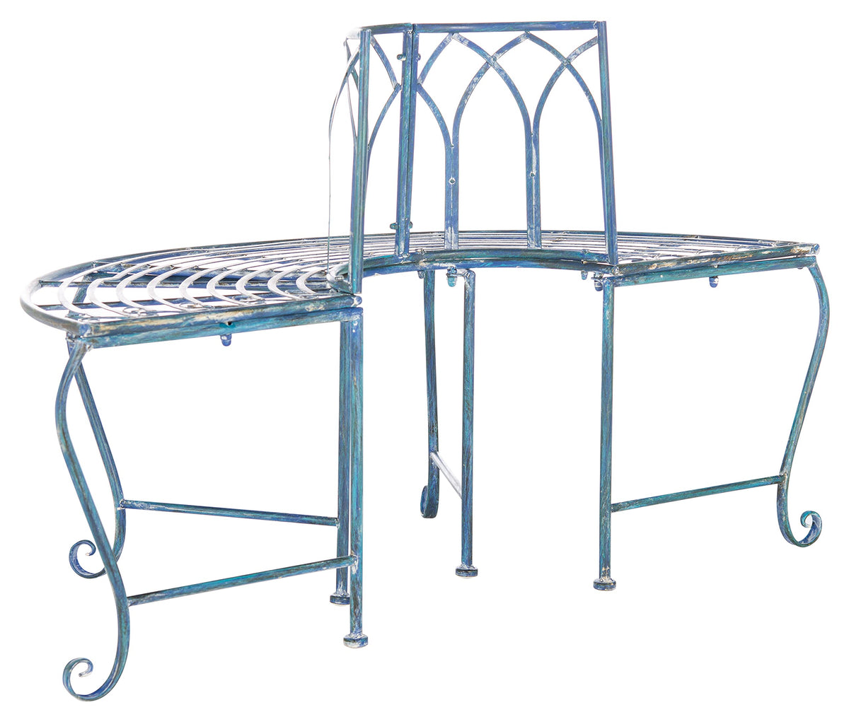 Bench placed in a garden setting suitable for patios and walkways.