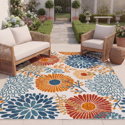SAFAVIEH Cabana outdoor rug 8x10 cream and red on patio, weather-resistant and easy to clean