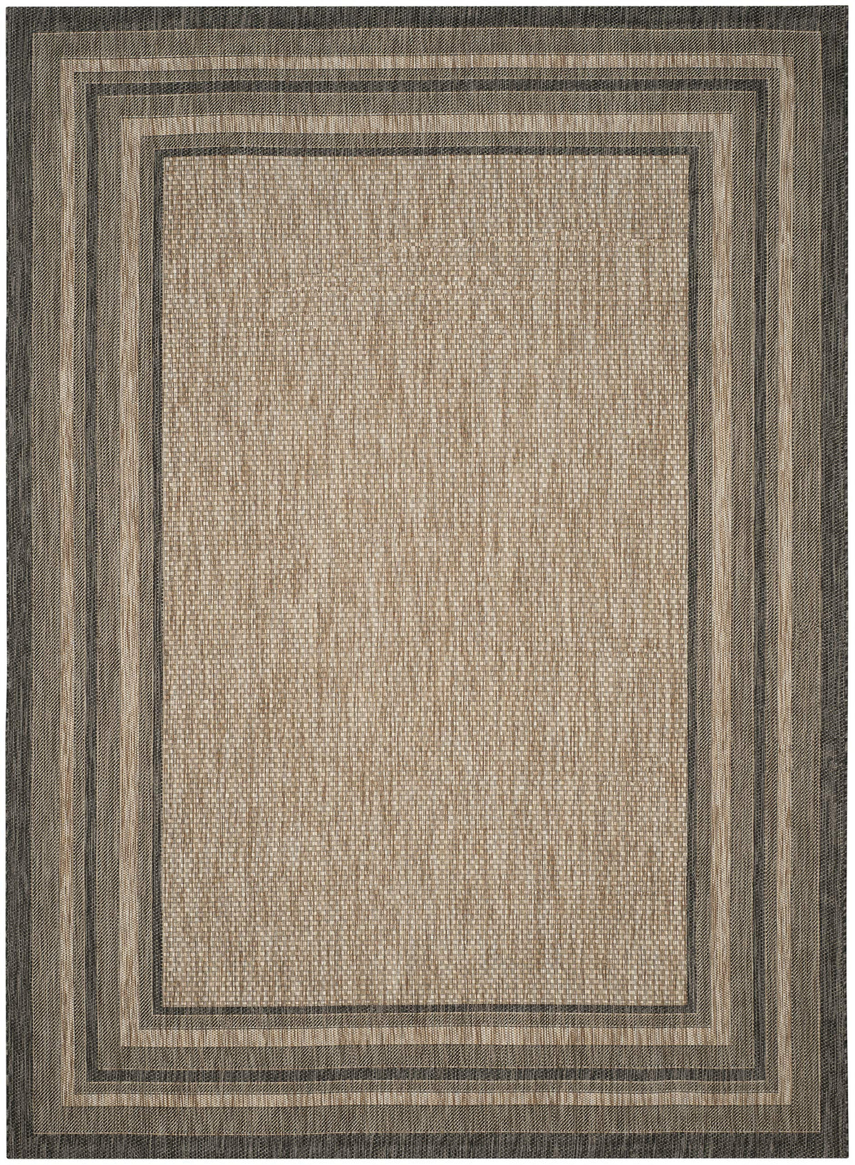 Safavieh Courtyard outdoor rug 10x14 in a sunny patio scene, ideal for high-traffic areas.