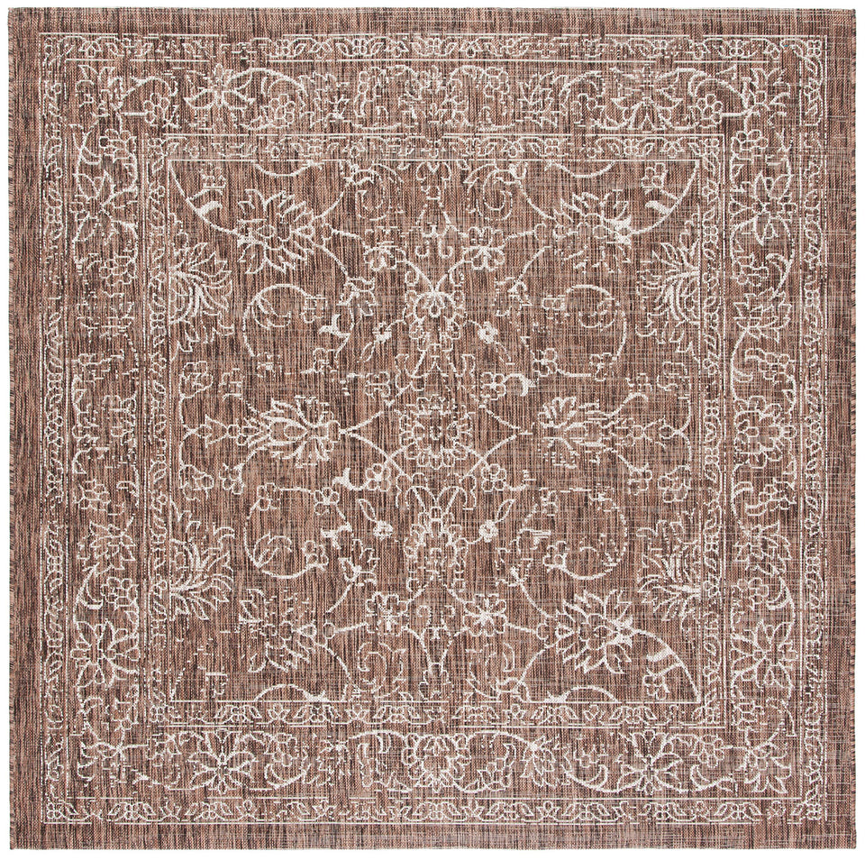 SAFAVIEH Courtyard outdoor rug in brown and ivory, perfect for patios and decks.