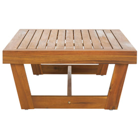 SAFAVIEH Lynn natural brown coffee table on patio pairs with seating for relaxed outdoor gatherings
