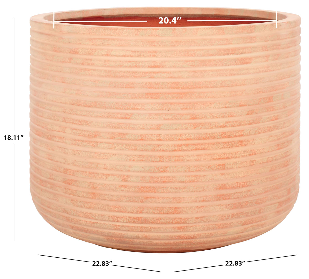 SAFAVIEH Nardo planter side angle highlights generous planting space and durable design