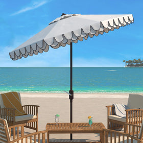SAFAVIEH 9-foot canopy opens smoothly with a crank for easy daily use.