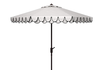 SAFAVIEH Outdoor Valance 9-Foot Umbrella with ivory-navy canopy provides stylish shade.