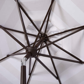 SAFAVIEH Vienna 9ft umbrella brown aluminum pole for durable outdoor shade.