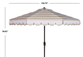 SAFAVIEH Vienna 9ft canopy with crank for easy opening and tilting shade.