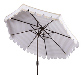 SAFAVIEH Vienna 9ft umbrella features single scallop trim for stylish detail.