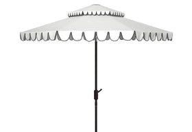 Safavieh Venice 9ft double-top vented umbrella with ivory canopy for wide shade.