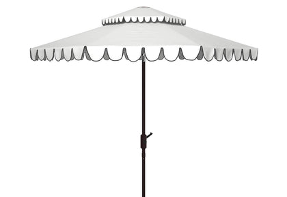 Safavieh Venice 9ft double-top vented umbrella with ivory canopy for wide shade.